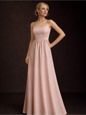 Anthropologie BHLDN Elsie Straight-Neck Satin A-Line Gown